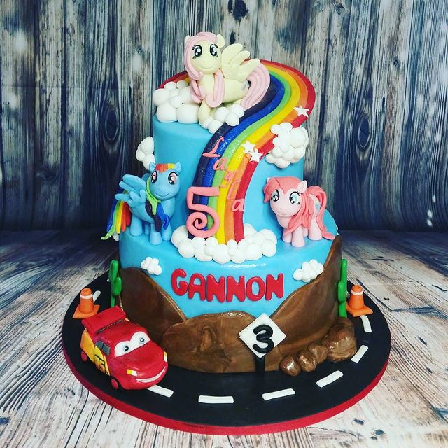 2-tier My Little Pony and Cars cake