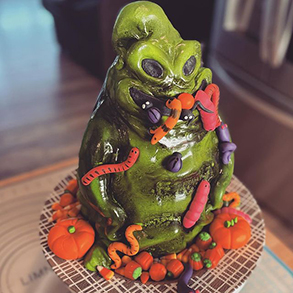 cake version of Oogie Boogie from The Nightmare Before Christmas